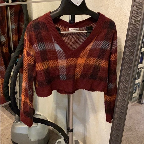VICI tweed print cropped sweater as S - Picture 2 of 4